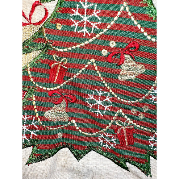 Christmas Table Runner 70" x 16" Applique & Embroidered Christmas Tree - Picture 7 of 12